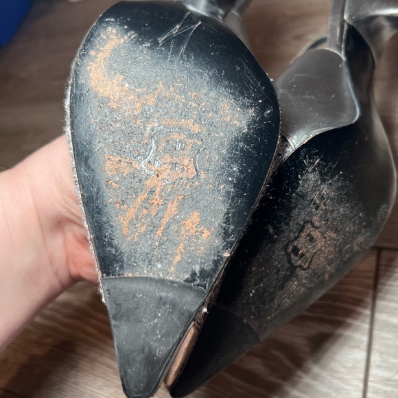 Stuart Weitzman Lace Elegant Silver Slingback Heels 8.5 Feminine Pointed Toe - Picture 8 of 10